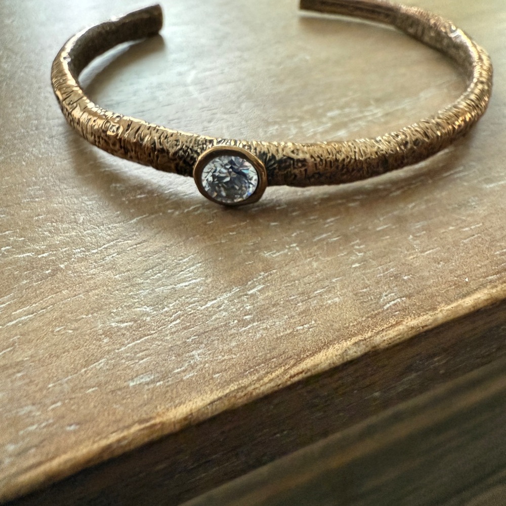 Karyn Chopik Bronze Cuff with Cubic Zirconia Crystal